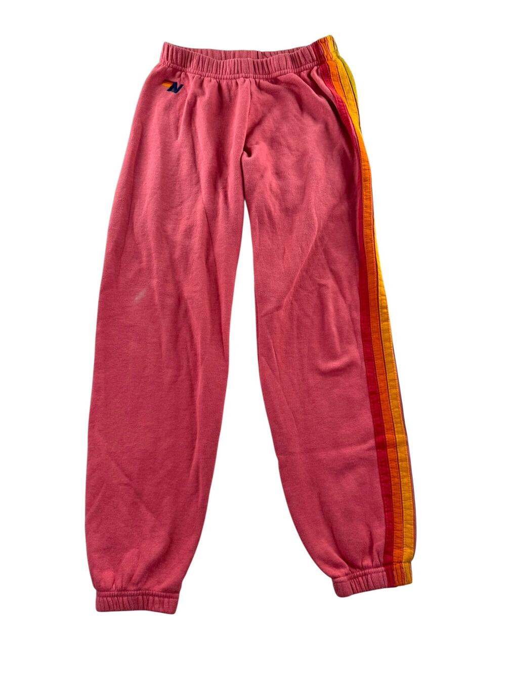 Aviator Nation 5 Stripe Sweatpants Womens S Pink Retro Tri Blend Joggers Lounge